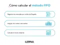 Pasos para calcular el método FIFO: registrar entradas, asignar costes a ventas y calcular stock.